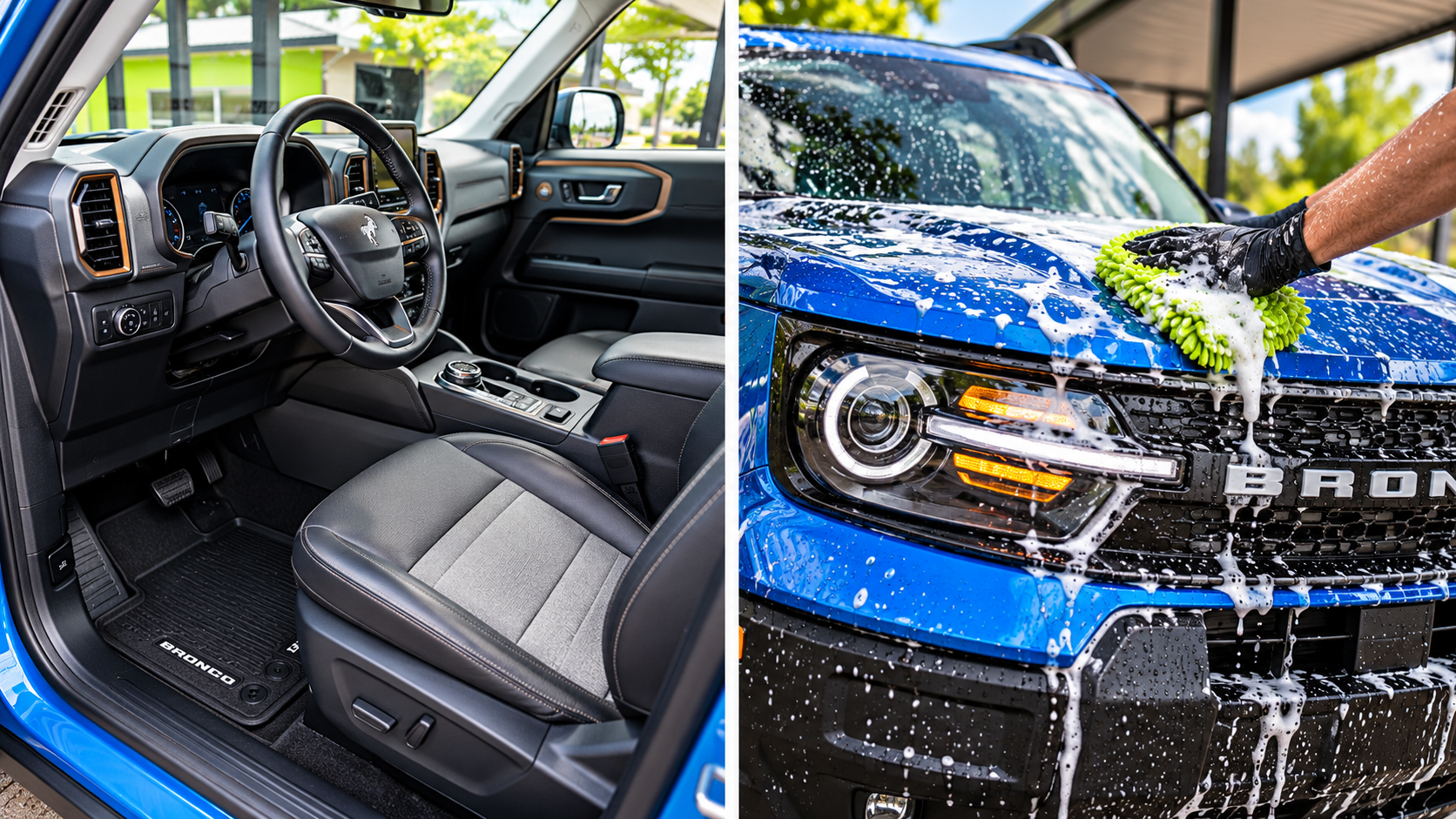 Vehicle driving on wet Houston roads and rainy weather car care