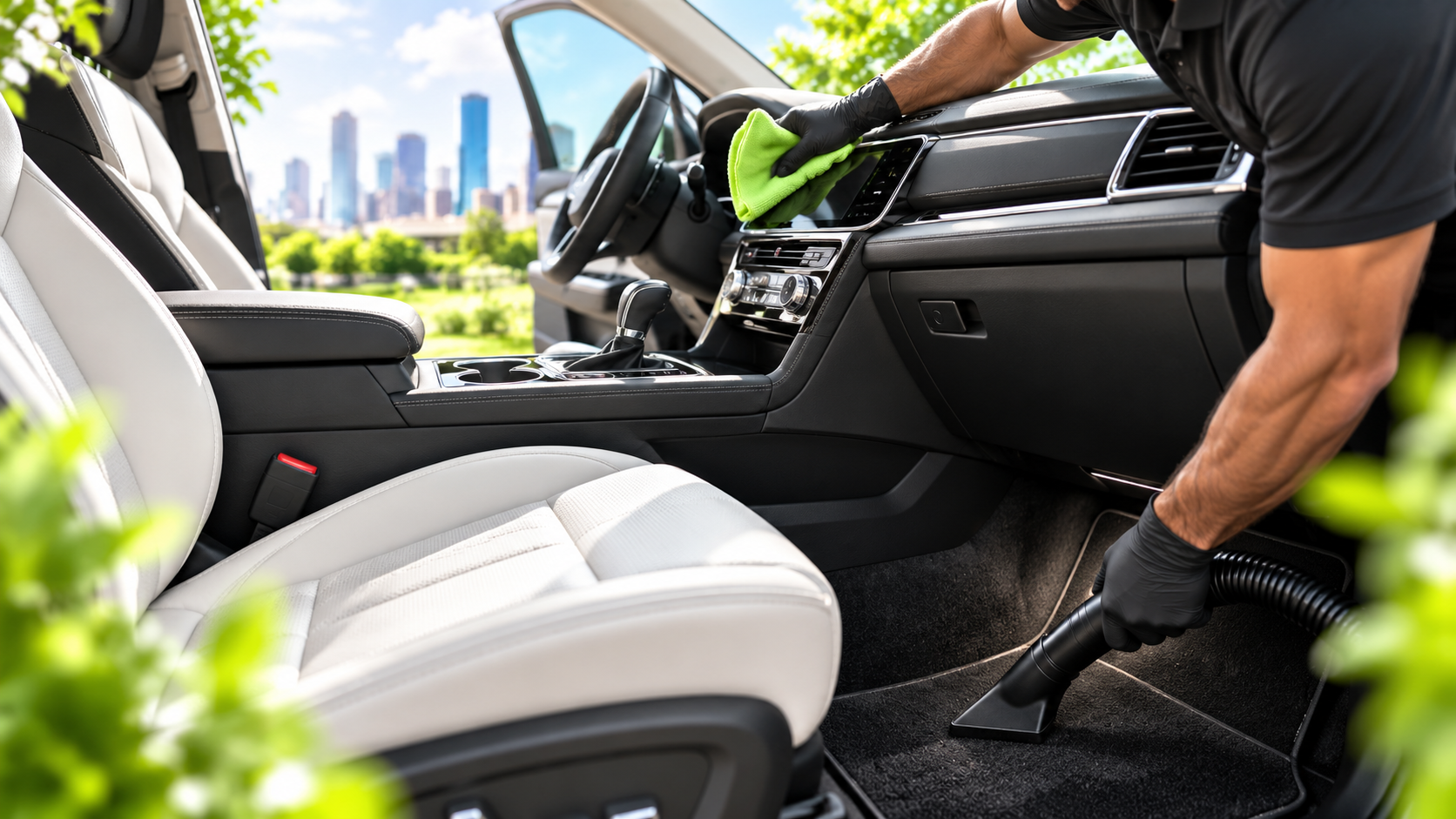 Interior car detailing in Houston at Brio Hand Car Wash and Detail Spring Branch