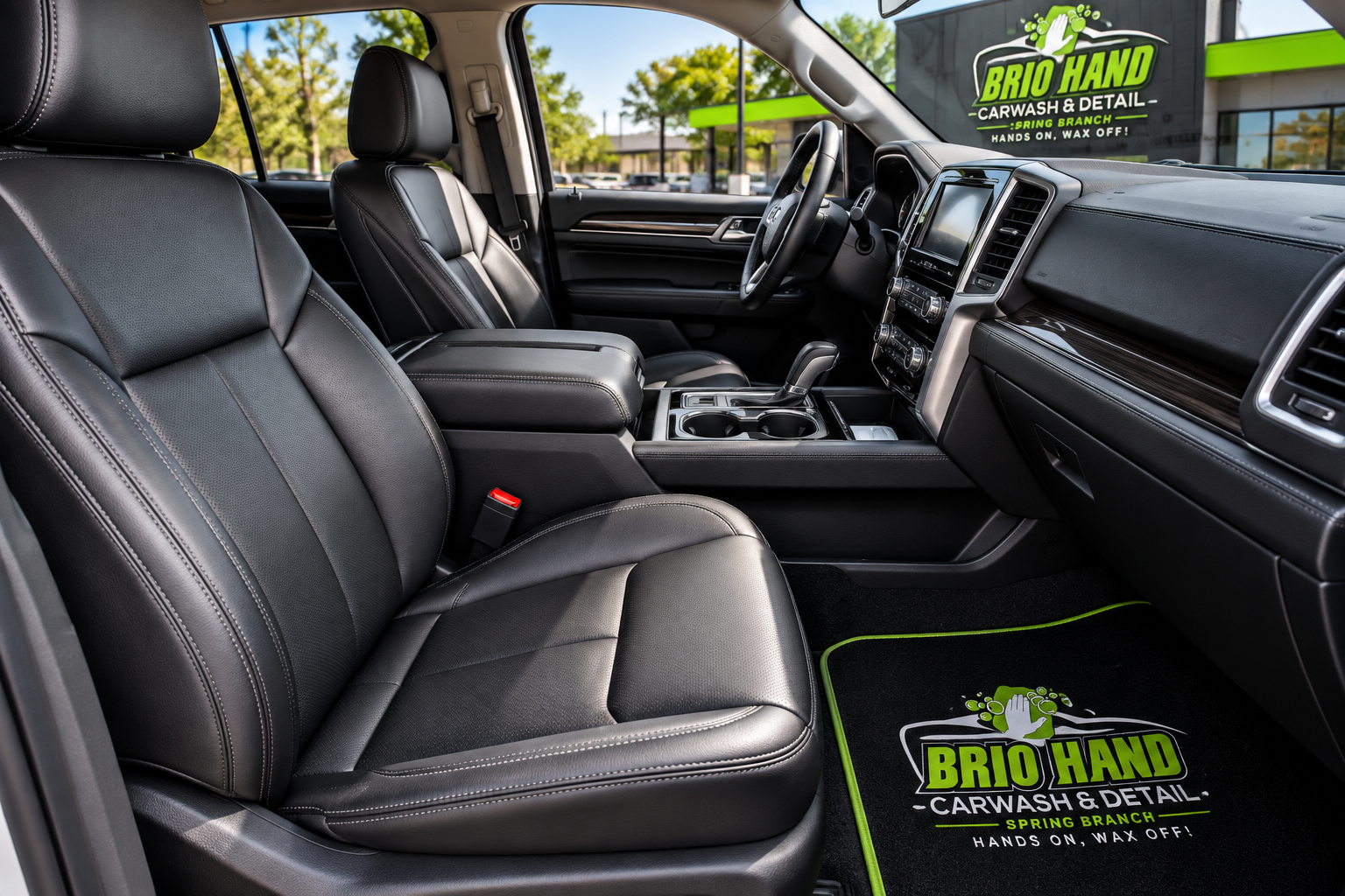 Professional interior car detailing at Brio Hand Car Wash and Detail Spring Branch Houston