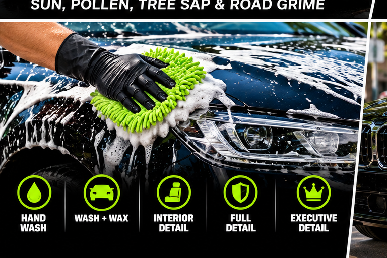 Professional hand car wash for vehicle paint care in Houston